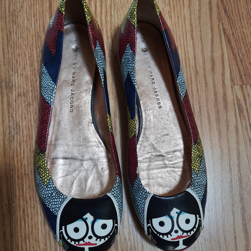 Marc Jacobs Multicolor Patterned Graphic Toe Ballet Flats